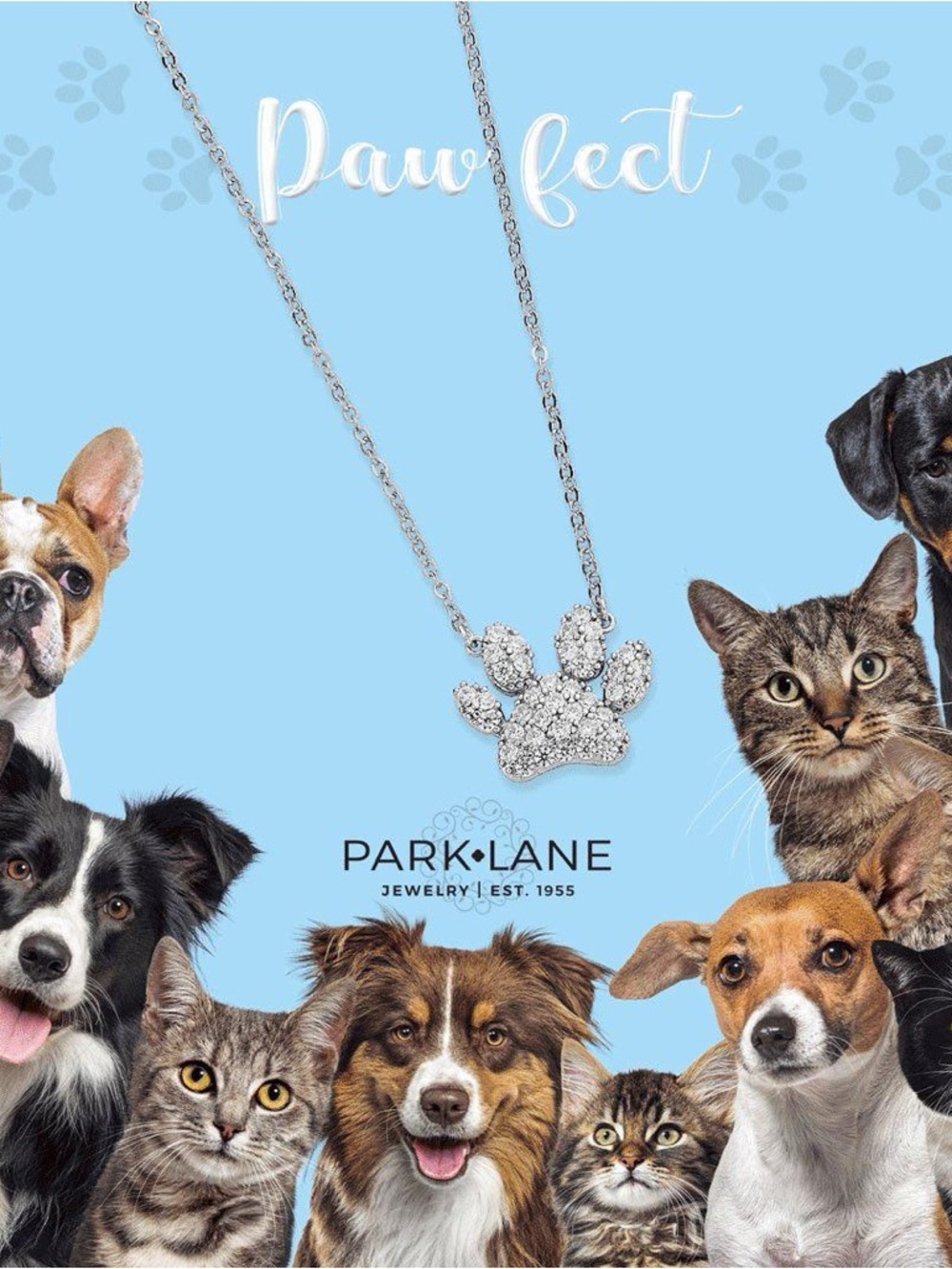Park Lane Silver Pawfect Crystal Pendant Necklace